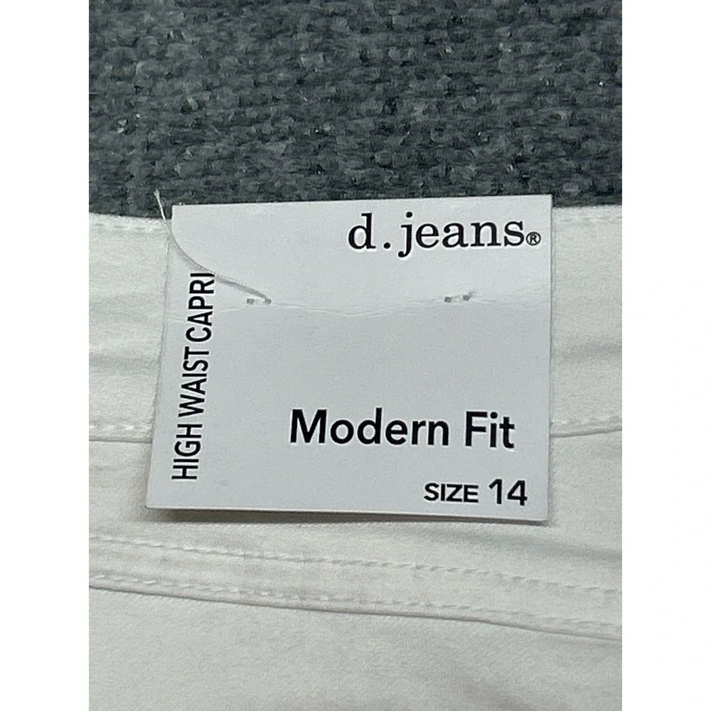 D Jeans Capri Pants Womens 14 White High Waist Modern Fit High Waist Solid New - Picture 10 of 13